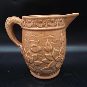 McCoy Salmon Pink Water Lily Pitcher Vintage USA Pottery Ceramic